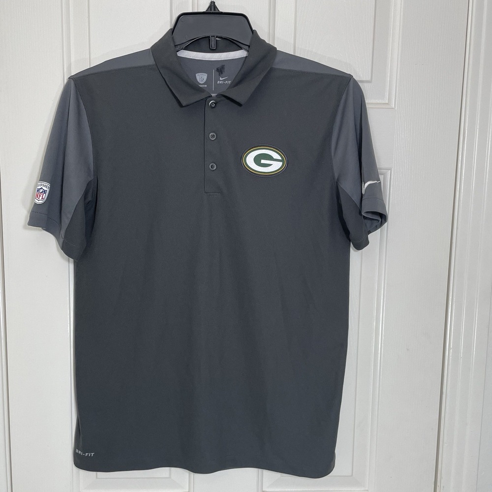 Nike Green Bay Packers NFL Training Dri-FIT Polo Shirt Gray Mens Medium - Picture 2 of 6